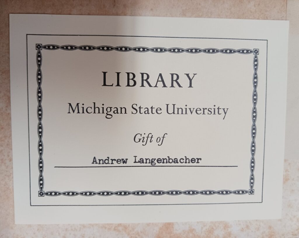 An image of the MSU bookplate